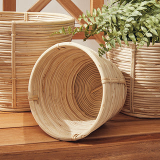 CANE RATTAN MINI ROUND BASKETS, SET OF 3