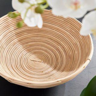 CANE RATTAN LOW BOWLS, SET OF 2
