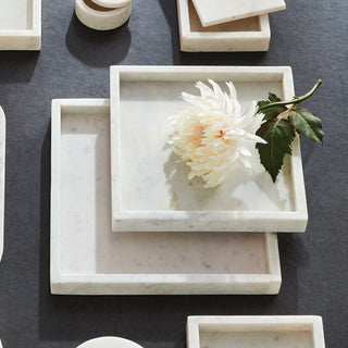 AMANI SQUARE MARBLE TRAYS LARGE, SET OF 2