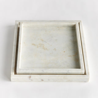 AMANI SQUARE MARBLE TRAYS LARGE, SET OF 2