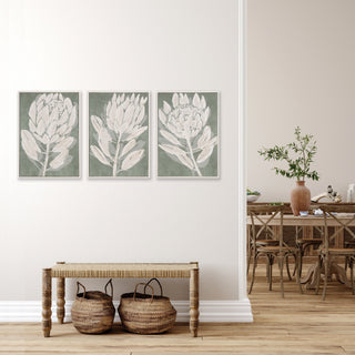 PROTEA TRIPTYCH HAND-EMBELLISHED GICLEES, SET OF 3