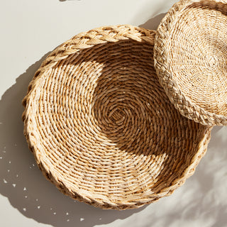 ABACA FRENCH BRAIDED BASKETS, SET OF 2