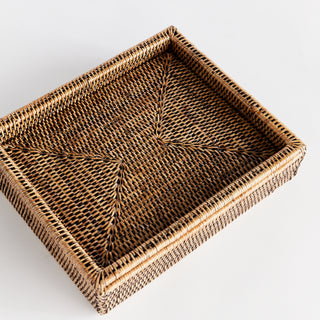 BURMA RATTAN LIDDED LETTER BOX