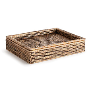BURMA RATTAN LIDDED LETTER BOX