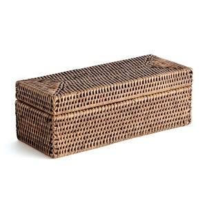 BURMA RATTAN 3-COMPARTMENT LIDDED BOX