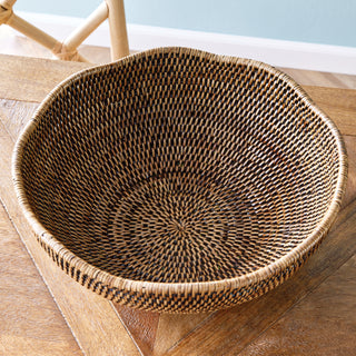 BURMA RATTAN SCALLOPED EDGE BOWL
