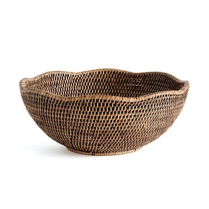 BURMA RATTAN SCALLOPED EDGE BOWL