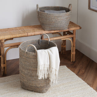 BURMA RATTAN ORCHARD BASKETS, SET OF 2