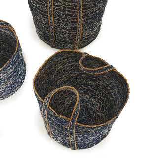 DENIM ROUND BASKETS, SET OF 3