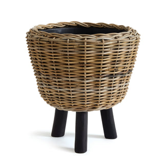 WOVEN RATTAN DRY BASKET PLANT RISER 21.25"