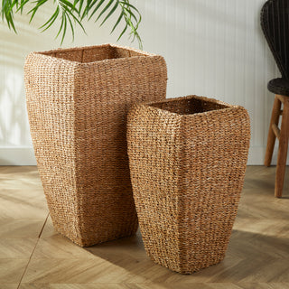 SEAGRASS TALL SQUARE PLANTERS, SET OF 2