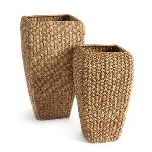 SEAGRASS TALL SQUARE PLANTERS, SET OF 2