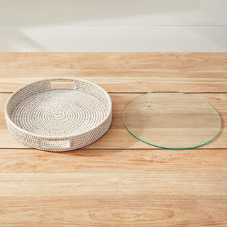 BURMA RATTAN ROUND SERVING TRAY