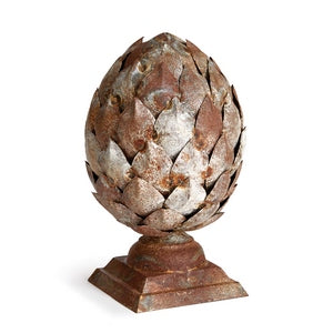 WEATHERED METAL ARTICHOKE FINIAL SMALL