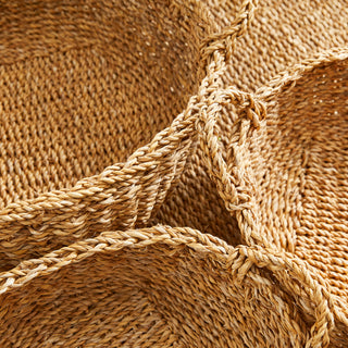 SEAGRASS SHALLOW BASKETS WITH HANDLES, SET OF 3