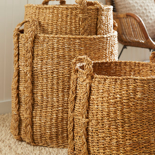 SEAGRASS ROUND BASKETS LARGE, SET OF 3