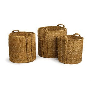 SEAGRASS ROUND BASKETS LARGE, SET OF 3