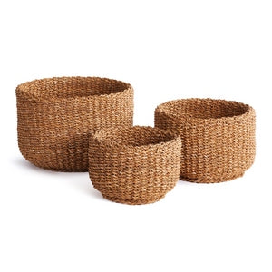 SEAGRASS CYLINDRICAL BASKETS, SET OF 3