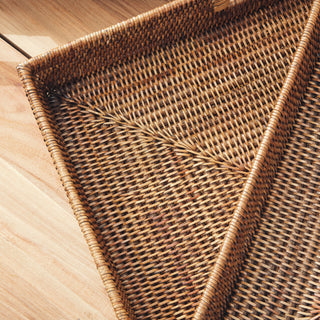 BURMA RATTAN OTTOMAN TRAYS, SET OF 3