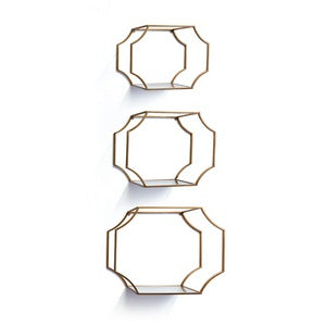 HUDSON MIRRORED WALL SHELVES, SET OF 3